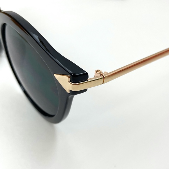 Black Lenses/Gold Metal Frame Sunglasses - Picture 7 of 7